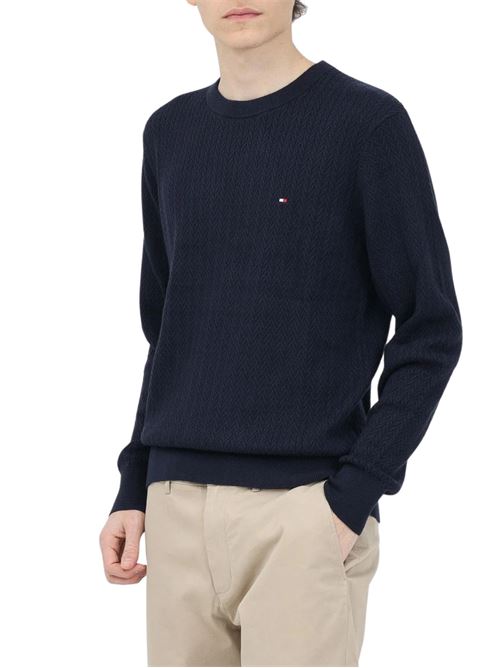 Maglioncino uomo blu in cotone Tommy Hilfiger | MW0MW37400DW5